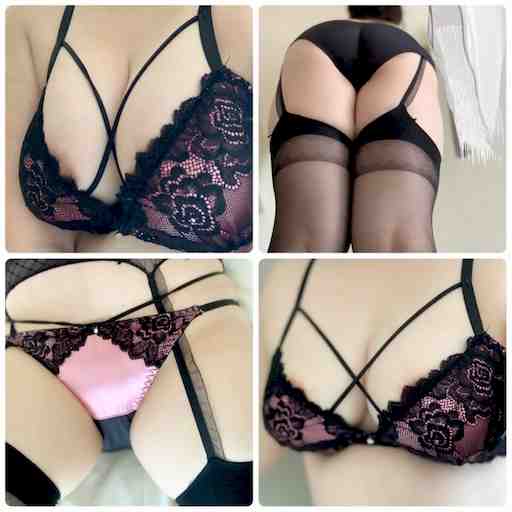 ピンク×黒のブラパンセット